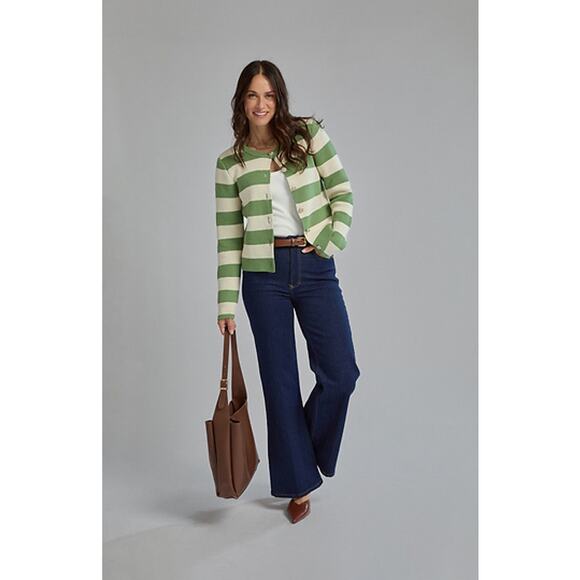 VELVET HEART Women's Stripe Cardigan Size S In Ivory Multi - Picture 3 of 15